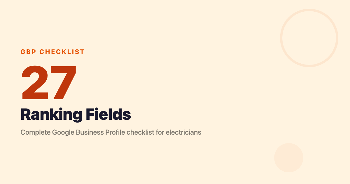 Electrician's GBP Checklist: 27 Ranking Fields