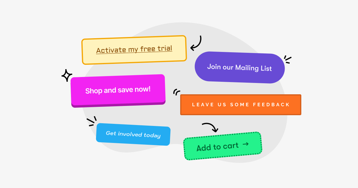 Examples of call-to-action button styles and placements