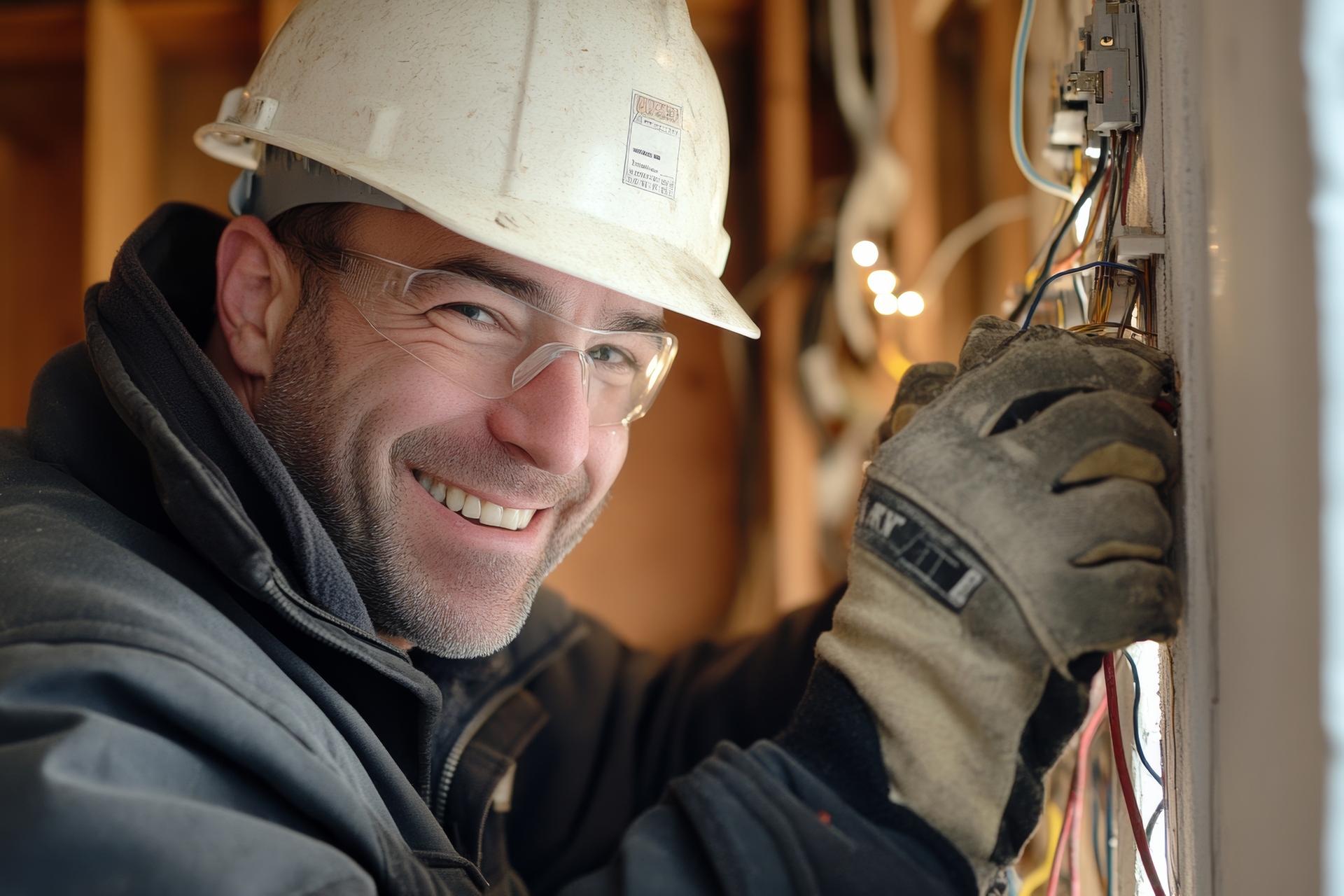 Electrician professional at work